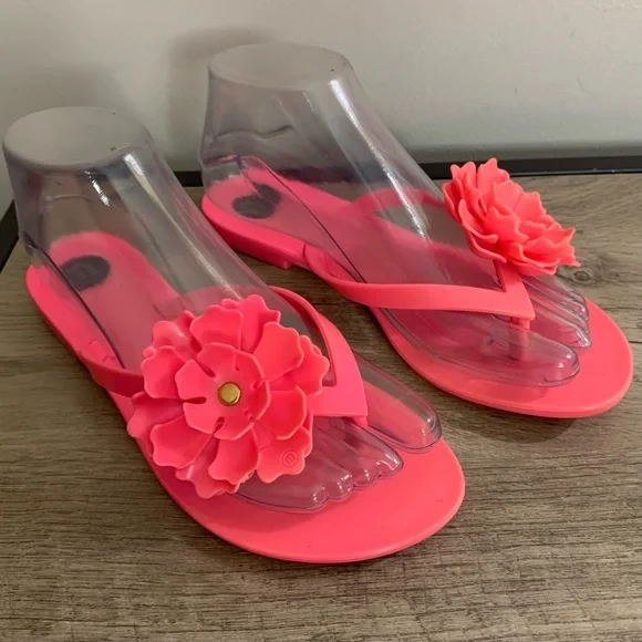 Melissa Red and Pink Sandals Vibrant Floral Design Harmonic Springtime Flip Flop in Pink | Melissa Shoes US main image 3